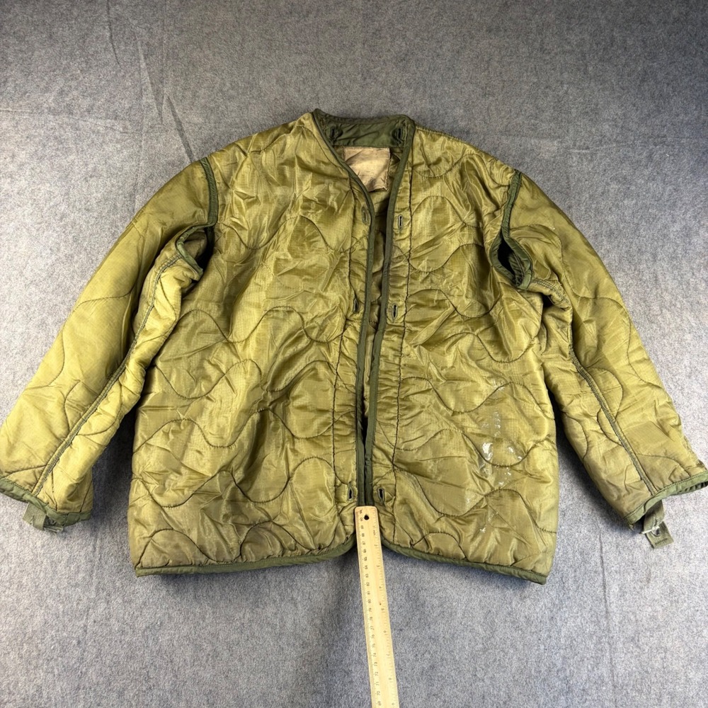 Vintage US Military M-65 Field Jacket Liner Quilted Olive Drab Green Mens L/XL